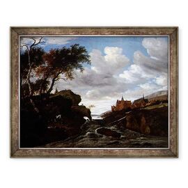 Tablou inramat - Salomon van Ruisdael - Peisaj stancos cu o cascada - - Roveli