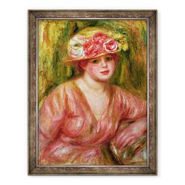 Tablou inramat - Pierre Auguste Renoir - Palaria de trandafir sau Portretul lui Lady Hessling - - Roveli