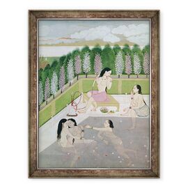 Tablou inramat - Scoala indiana - Fete Baie, Stil Pahari, scoala Kangra, Himachel Pradesh - - Roveli