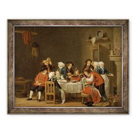 Tablou inramat - Pehr Hillestrom - Scena conviviala intr-o cabana taraneasca - - Roveli