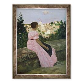 Tablou inramat - Jean Frederic Bazille - Rochia roz, sau Vedere de Castelnau-le-Lez, Herault - - Roveli