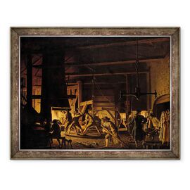 Tablou inramat - Pehr Hillestrom - in Anchor-Forge la Soderfors. Fierarii din greu la locul de munca - - Roveli