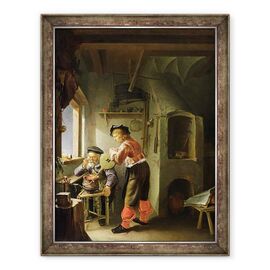 Tablou inramat - Frans van Mieris - Un alchimist si asistentul sau in atelierul lor - - Roveli