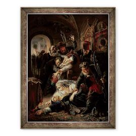 Tablou inramat - Konstantin Egorovich Makovsky - Uciderea asasinilor ucigandu-l pe fiul lui Boris Fiodorevici Godunov - - Roveli