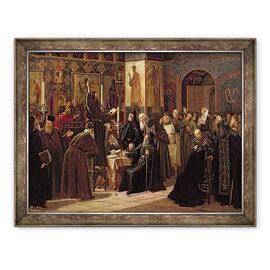 Tablou inramat - Sergei Dmitrievich Miloradovich - Revolta Manastirii Solovetsy impotriva cartilor noi in 1666 - - Roveli