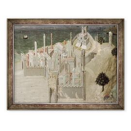 Tablou inramat - Ambrogio Lorenzetti - Vedere spre un oras de coasta - - Roveli