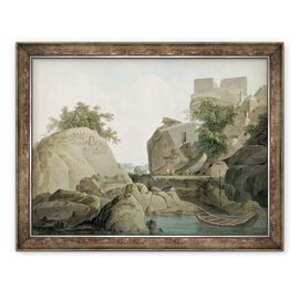 Tablou inramat - Thomas Daniell - Fakir Rock la Sultanganj, pe raul Gange, India - - Roveli