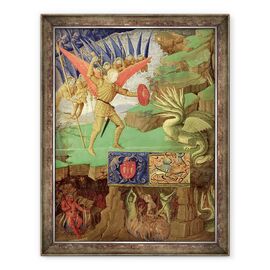 Tablou inramat - Scoala Italiana - Sfantul Mihail Uciderea Dragonului - - Roveli