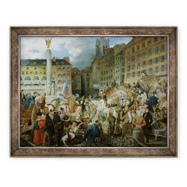 Tablou inramat - Prosper Lafaye - Ducele de Orleans traversand locul du Chatelet la 31 iulie 1830 - - Roveli