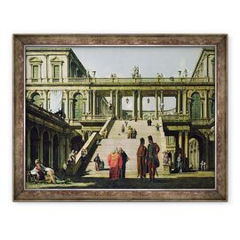 Tablou inramat - Bernardo Bellotto - Peisaj ideal cu trepte palatului - - Roveli