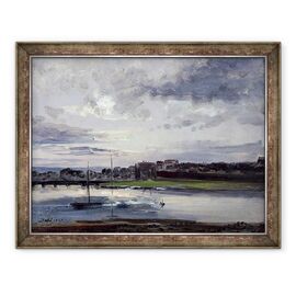 Tablou inramat - Johan Christian Dahl - Elba si orasul nou, Dresda, in lumina serii - - Roveli