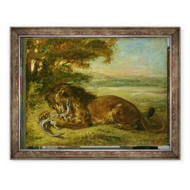 Tablou inramat - Ferdinand Victor Eugene Delacroix - Leu si aligator - - Roveli