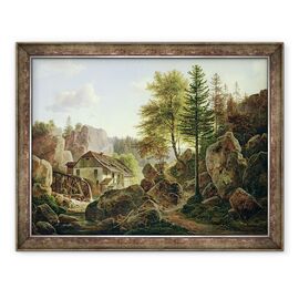 Tablou inramat - Carl Morgenstern - O moara de apa in Vosges langa Ribanville - - Roveli