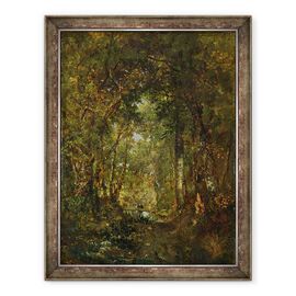Tablou inramat - Theodore Rousseau - in padure la Fontainebleau - - Roveli