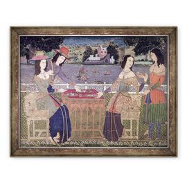 Tablou inramat - Scoala indiana - Europenii se reimprospateaza pe un balcon, Mughal - - Roveli