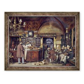 Tablou inramat - Ludwig Passini - Cafeneaua Grecesc din Roma - - Roveli