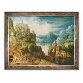 Tablou inramat - Lucas van Valckenborch - Peisaj montan cu drumul spre Emmaus - - Roveli