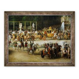 Tablou inramat - Etienne-Barthelemy Garnier - Intrarea lui Napoleon 1769-1821 si Marie-Louise 1791-1847 in Gradinile Tuileries in ziua nuntii lor - - Roveli