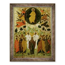 Tablou inramat - Scoala Novgorod - inaltarea Domnului nostru, icoana rusa de la Manastirea Malo-Kirillov, scoala Novgorod - - Roveli