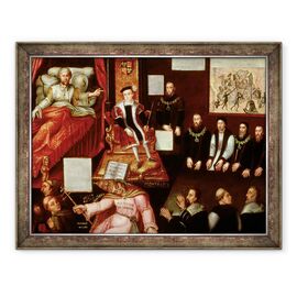 Tablou inramat - scoala engleza - Regele Eduard al VI-lea 1537-53 si Papa - - Roveli