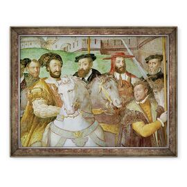 Tablou inramat - Taddeo Zuccaro - Intrarea solemna a imparatului Carol al V-lea 1500-58, Francisc I 1494-1547 si Alessandro Farnese 1546-92 la Paris in 1540, de la Sala dei Fasti Farnese - - Roveli