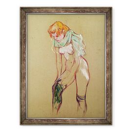 Tablou inramat - Henri de Toulouse-Lautrec - Femeia tragand in sus ciorapul ei - - Roveli