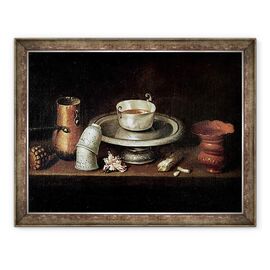 Tablou inramat - Juan de Zurbaran - Natura moarta cu un castron de ciocolata, sau mic dejun cu ciocolata - - Roveli