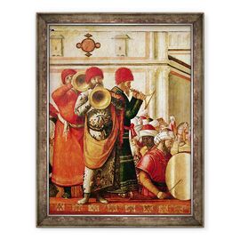 Tablou inramat - Vittore Carpaccio - Sfantul Gheorghe Botezand Neamurile, detaliu al muzicienilor de pe partea stanga - - Roveli
