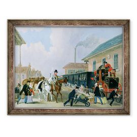 Tablou inramat - James Pollard - Looth-Londra Royal Mail Calatorind cu trenul de la Peterborough Est in decembrie 1845 ulei pe panza - - Roveli