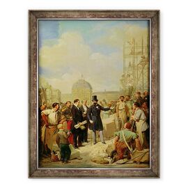 Tablou inramat - Nicolas Louis Francois Gosse - Studiu pentru Napoleon al III-lea 1808-73 Vizitarea lucrarilor de la Luvru - - Roveli