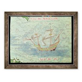 Tablou inramat - Guillaume Le Testu - F.41v A Caravel, detaliu de la Cosmographie Universelle - - Roveli