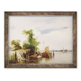 Tablou inramat - Richard Parkes Bonington - Barje pe un rau - - Roveli