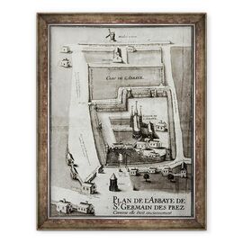 Tablou inramat - Scoala franceza - Harta abatiei Saint-Germain-des-Pres - - Roveli