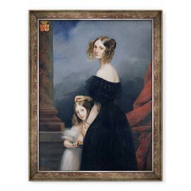 Tablou inramat - Claude-Marie Dubufe - Portret De Anne-Louise Alix de Montmorency, cu fiica ei - - Roveli