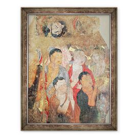 Tablou inramat - Xingjiang - Grup de calugari si Buddha, de la Manastirea Shikshin, Karashar - - Roveli