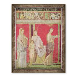 Tablou inramat - Roman - Catehismul cu o tanara care citeste si initiaza o ofranda, Zidul de Nord, Oecus 5 - - Roveli