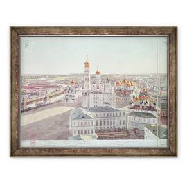 Tablou inramat - Gadolle - Panorama Moscovei, detalii ale catedralelor din Kremlin - - Roveli