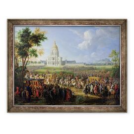 Tablou inramat - Pierre-Denis Martin - Ludovic al XIV-lea 1638-1715 si anturajul sau in vizita la Les Invalides - - Roveli