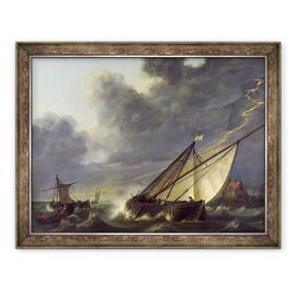 Tablou inramat - Aelbert Cuyp - Barci in estuarul Olandei Diep intr-o furtuna - - Roveli