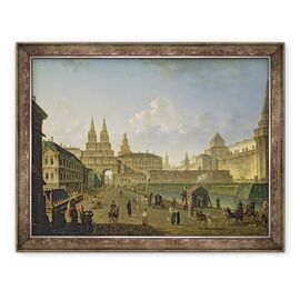 Tablou inramat - Fedor Yakovlevich Alekseev - Vedere a portilor Voskresensky si Nikolsky si Podul Neglinny de pe strada Tverskay din Moscova - - Roveli