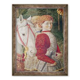 Tablou inramat - Benozzo di Lese di Sandro Gozzoli - Doi insotitori Liveried si capul lui Lorenzo Calul Magic, detaliu din ciclul Calatoria Magilor in capela - - Roveli