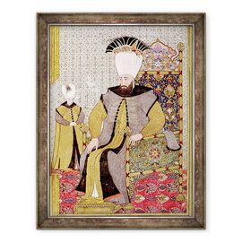 Tablou inramat - Levni - Sultan Ahmet III 1673-1736 si mostenitorul tronului - - Roveli