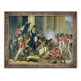 Tablou inramat - Jean Louis Bezard - Scena Revolutiei din 1830 de la Luvru - - Roveli