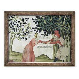 Tablou inramat - Giacomo Jaquerio - Fantana Vietii, detaliu al unui barbat tragand o femeie intr-o copse - - Roveli