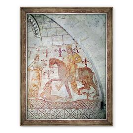 Tablou inramat - Scoala franceza - Hugues IX c.1163-1219 Lusignan invingandu-l pe Nur al-Din 1116-74 in Siria - - Roveli