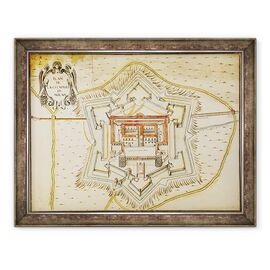 Tablou inramat - Scoala franceza - Planul cetatii Milano - - Roveli
