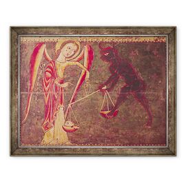 Tablou inramat - Master of the Llusanes - Sfantul Mihail Cantarind Suflete, dintr-un altar dedicat Arhanghelului Mihail - - Roveli