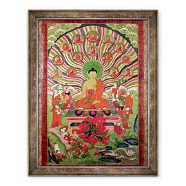 Tablou inramat - Scoala tibetana - Scene din viata lui Buddha - - Roveli