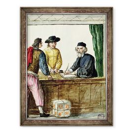 Tablou inramat - Jan van Grevenbroeck - Un negustor evreu cu doi clienti - - Roveli