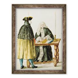 Tablou inramat - Jan van Grevenbroeck - Un magistrat de joc carti cu un om mascat - - Roveli